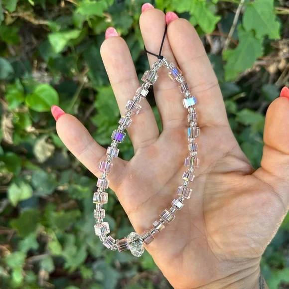 Elegant Light Pink Beaded Phone Strap - Picture 1 of 5